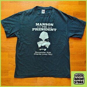 Vintage Charles Manson for President T-shirt Men's XL Cotton 90s Anvil